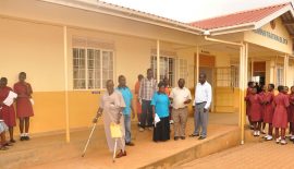 Members of the accesibility audit team inspect a public facility during the exercise.