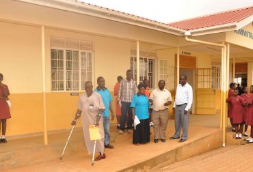 Members of the accesibility audit team inspect a public facility during the exercise.